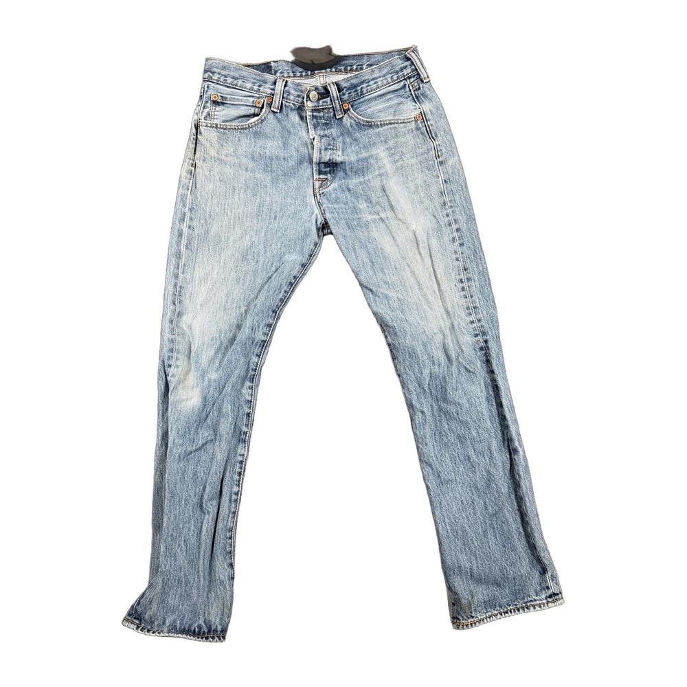 Levis 501 Original Fit Jeans Mens 31x30 Light Wash Blue Straight Leg Button Fly